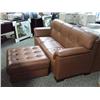 Image 1 : Cinnamon Leather Sofa Set With Ottoman