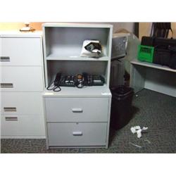 Grey  2 Drawer Lateral File With Hutch