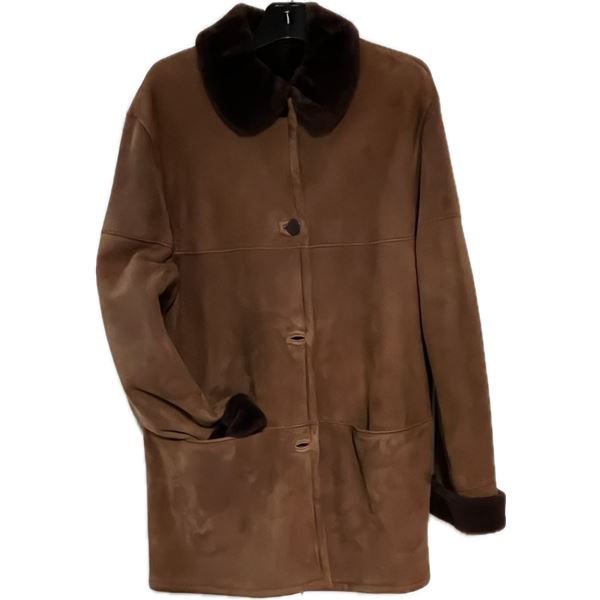 Womens Dark Cognac Shearling Coat