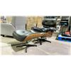 Image 2 : ITALIAN LEATHER LOUNGE CHAIR AND OTTOMAN, BLACK/ROSEWOOD