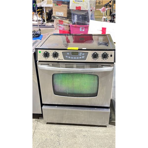 AMANA STAINLESS STEEL ELECTRIC STOVE WITH CONVECTION OVEN
