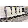 Image 1 : 4 WHITE LEATHER HIGH BACK DINING CHAIRS