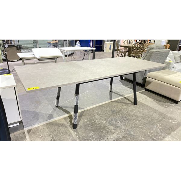 DINING TABLE WITH METAL BASE 96" X 38" X 30" & JACKKNIFE LEAF (24")