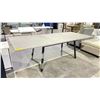 Image 1 : DINING TABLE WITH METAL BASE 96" X 38" X 30" & JACKKNIFE LEAF (24")