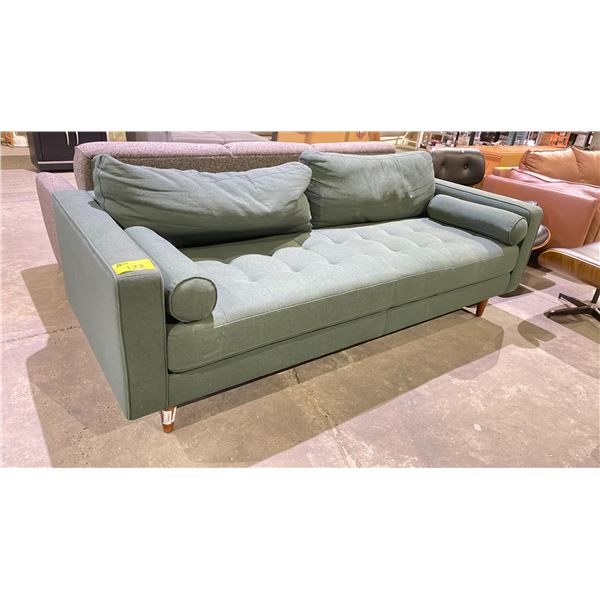 GREEN TUFTED FABRIC SOFA