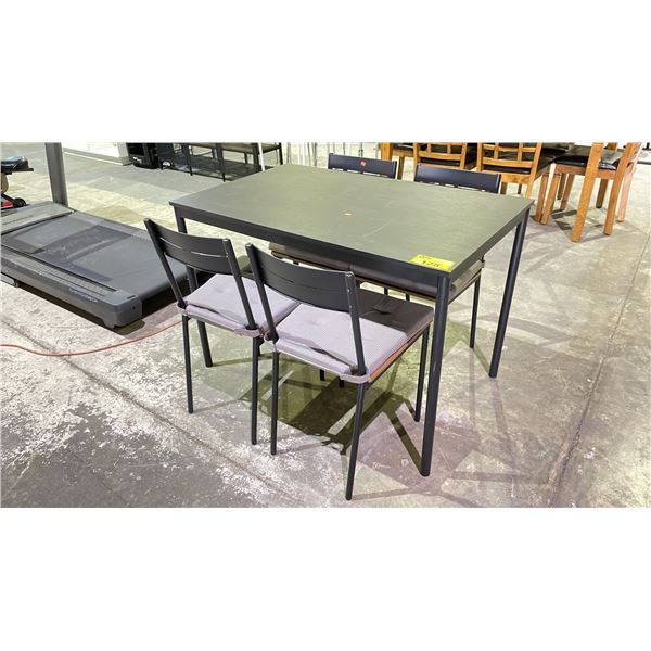 METAL & WOOD DINING TABLE 43.5" X 26.5" X 29.5" WITH 4 DINING CHAIRS