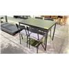 Image 1 : METAL & WOOD DINING TABLE 43.5" X 26.5" X 29.5" WITH 4 DINING CHAIRS
