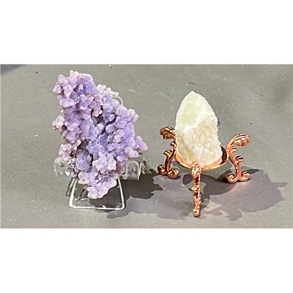PURPLE GRAPE AGATE APPROX 2.6" RETAIL $350 AND LAZURITE SPECIMEN RETAIL $380