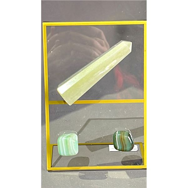 GREEN AVENTURINE WITH AGATE DISPLAY RETAIL $250