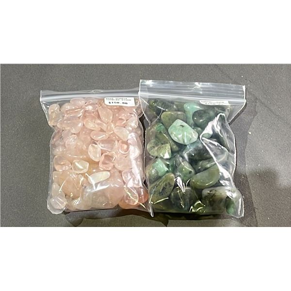 ROSE QUARTZ TUMBLED STONES AND EMERALD TUMBLED STONES RETAIL $150 EACH