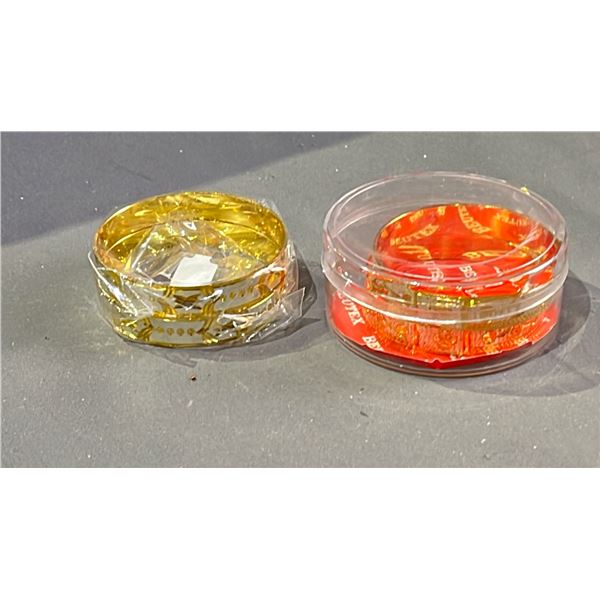 2 PACKS OF GOLD PLATED FASHION BANGLES RETAIL $180 EACH