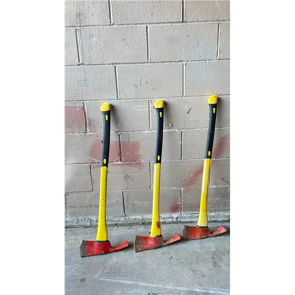 3 PLASTIC HANDLE FIRE AXES