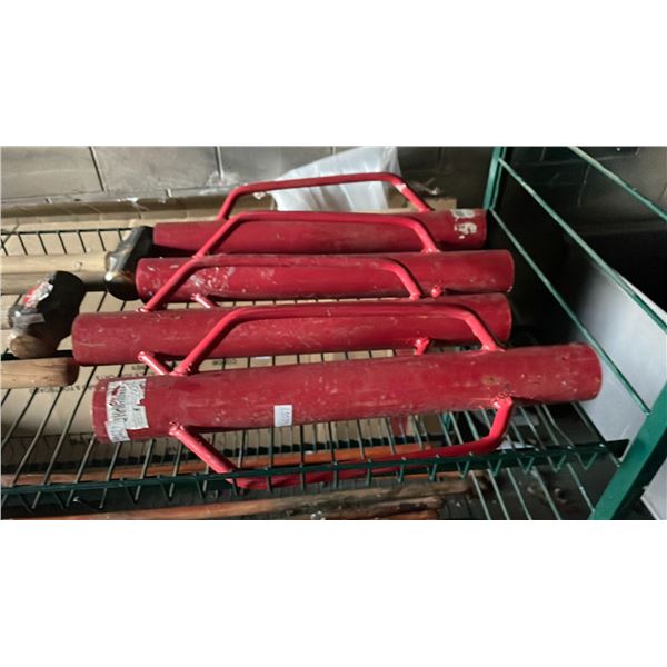 4 STEEL HEAD FENCE POST DRIVERS WITH HANDLES