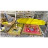 Image 2 : SHELF OF ASSORTED ITEMS INCLUDING; VINTAGE SKATEBOARDS, FRAMED MIRRORED SCOTS WHISKEY ADVERT,