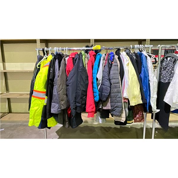 RACK OF ASSORTED CLOTHING (RACK NOT INCLUDED)