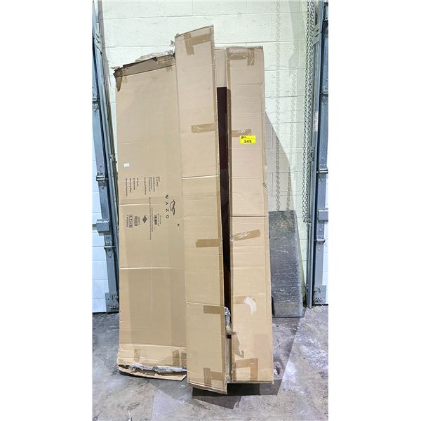 WAZL MEREDITH FABRIC BED VELVET PINK KING SIZE (1 BOX, UNKNOWN CONDITION, MAY BE MISSING PIECES)