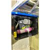 Image 2 : BIN OF ASSORTED ITEMS INCLUDING; YOGA MAT, EXERCISE BALL, LEG ROLLER & MORE