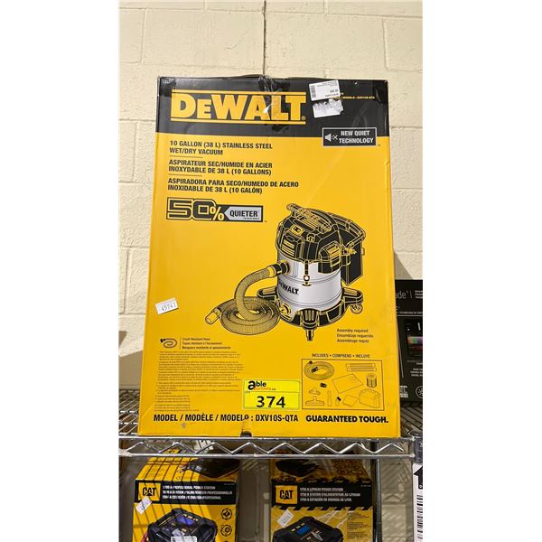 DEWALT 10 GALLON STAINLESS STEEL WET/ DRY VACUUM AND AUTOREADY VACUUM (UNKNOWN WORKING CONDITION,