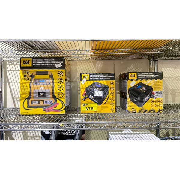 3 ASSORTED CAT POWER STATIONS (UNKNOWN WORKING CONDITION, MAY BE MISSING PIECES)