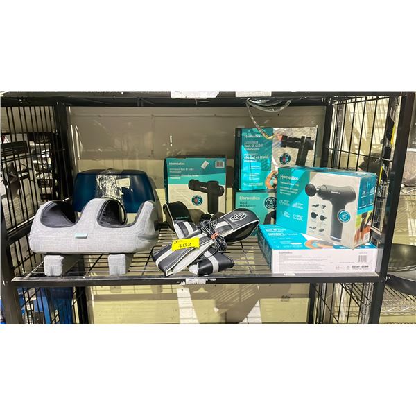 SHELF OF ASSORTED ITEMS INCLUDING; MASSAGERS & DEHUMIDIFIER (UNKNOWN WORKING CONDITION, MAY BE
