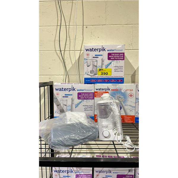 LOT OF ASSORTED WATERPIK WATERFLOSSERS (UNKNOWN WORKING CONDITION, MAY BE MISSING PIECES)