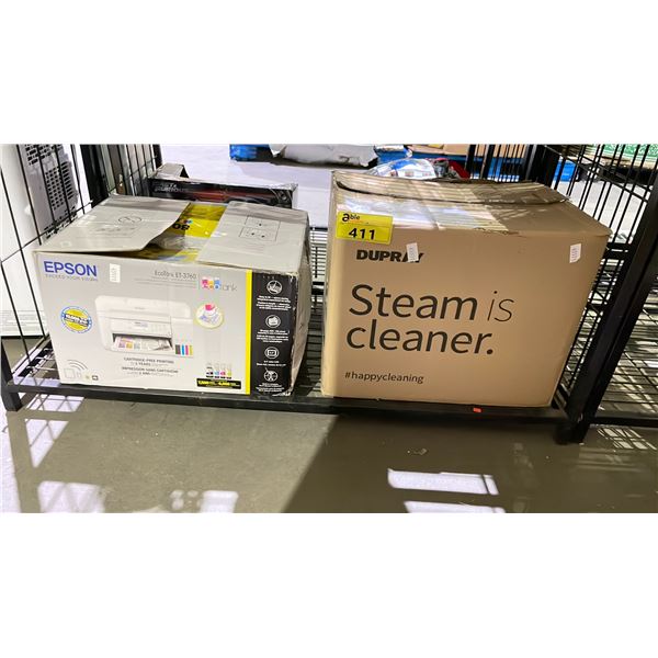 DUPRAY STEAM CLEANER & EPSON ECOTANK ET-3760 PRINTER (UNKNOWN WORKING CONDITION, MAY BE MISSING