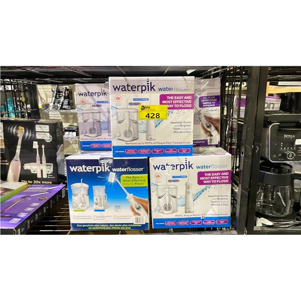 LOT OF ASSORTED WATERPIK WATERFLOSSERS (UNKNOWN WORKING CONDITION, MAY BE MISSING PIECES)