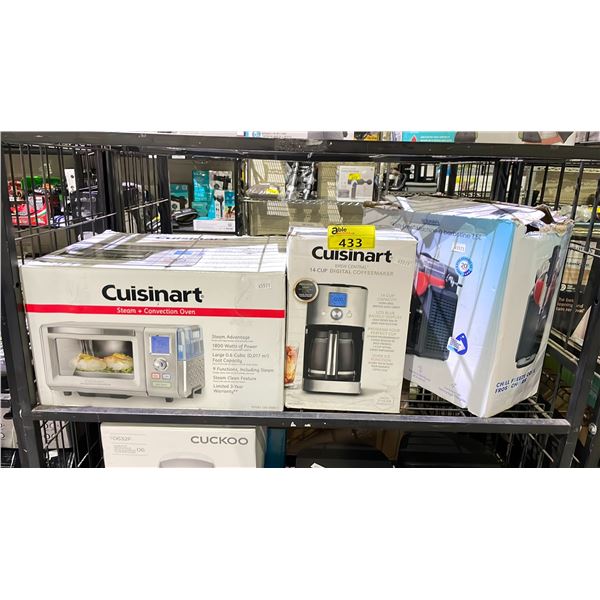 SHELF OF ASSORTED ITEMS INCLUDING; CONVECTION OVEN, COFFEEMAKER & SLUSHY MACHINE (UNKNOWN WORKING