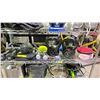 Image 1 : SHELF OF ASSORTED ITEMS INCLUDING; DUMBBELLS, KETTLE BELLS, WINNIPEG JETS BOXER SHORTS & MORE