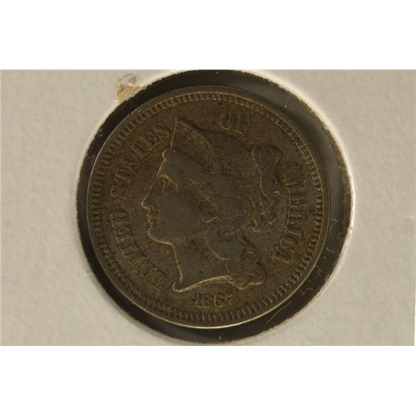 1867 US THREE CENT "NICKEL"