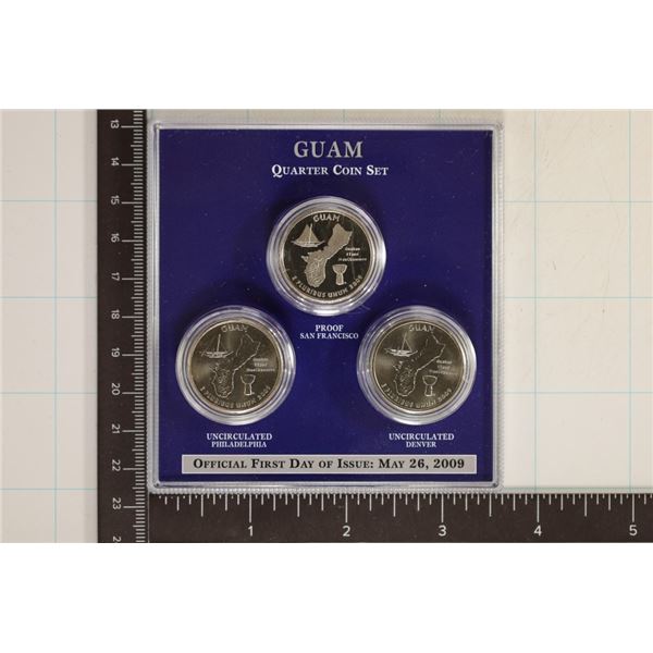 2009-P/D/S GUAM UNC QUARTER SET IN HARD PLASTIC