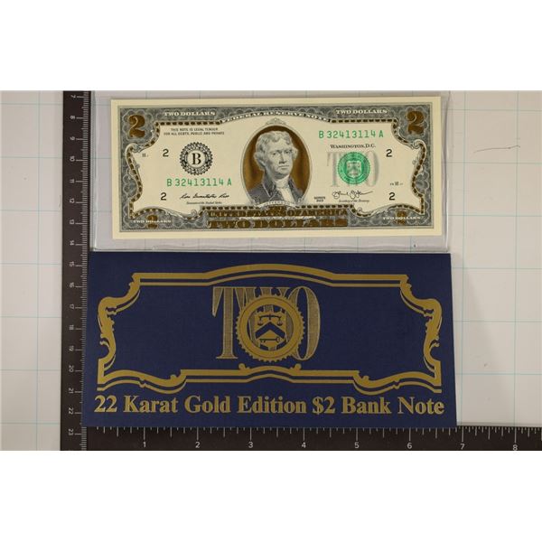22KT EDITION 2013 US $2 FRN IN ENVELOPE CU AND