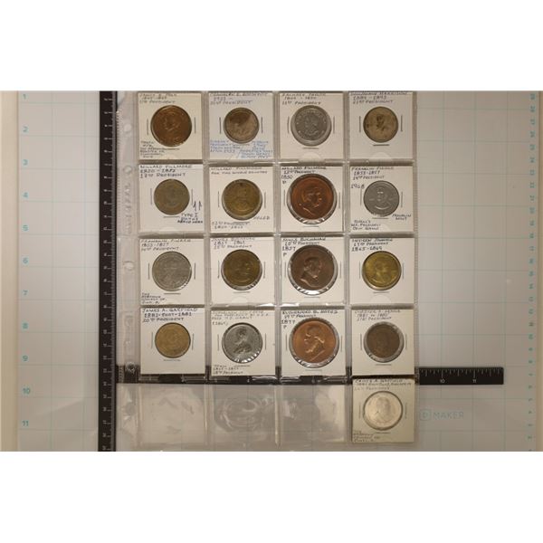17 ASSORTED METAL PRESIDENTIAL TOKENS. 3/4"-1 1/4"