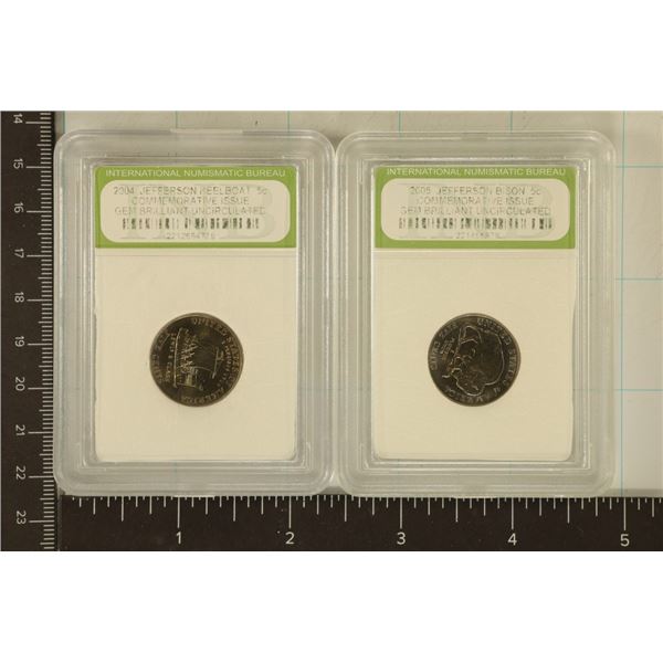 2-US NICKELS: 2004-D KEELBOAT BU & 2005-D BISON BU