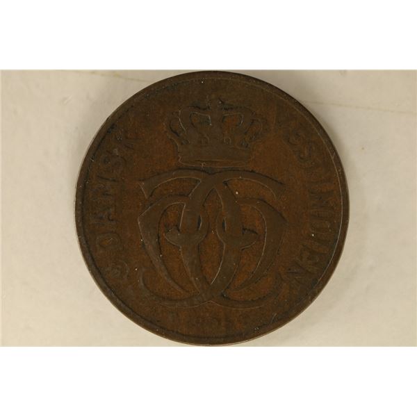 1905 DANISH WEST INDIES 2 CENT / 10 BIT COIN