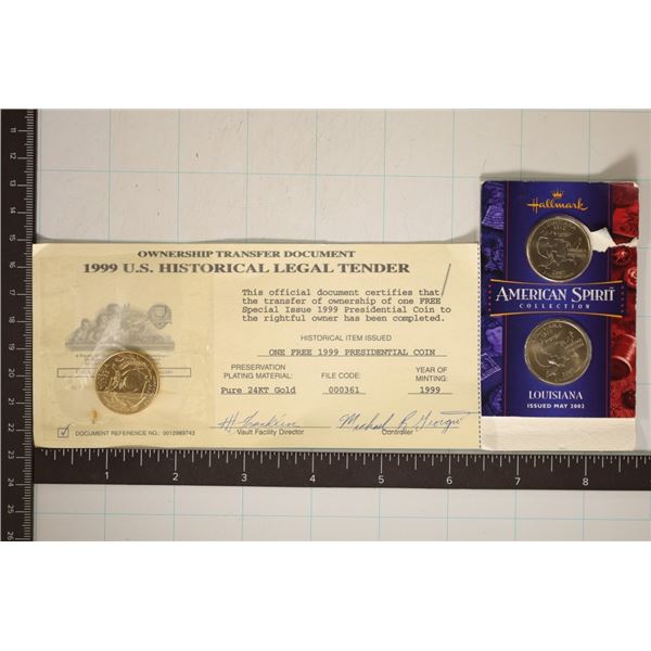 2 STATE QUARTER SETS: GOLD PLATED 1999 UNC GEORGIA