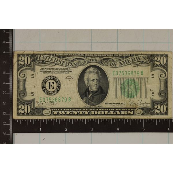 1934-D US $20 FRN GREEN SEAL