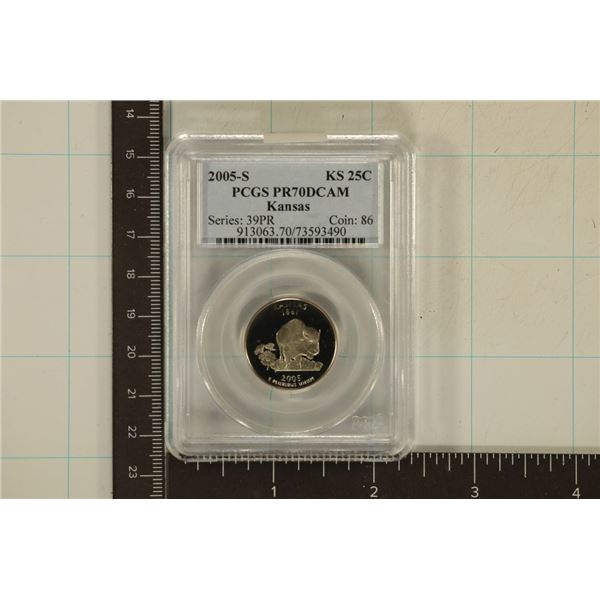 2005-S KANSAS QUARTER PCGS PR70 DCAM