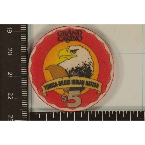 $5 GRAND CASINO CHIP. MARKSVILLE, IA