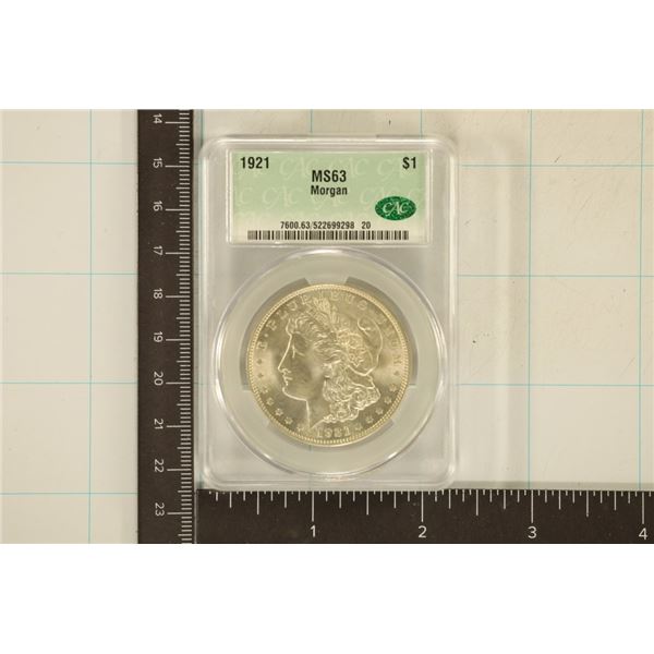 1921 MORGAN SILVER DOLLAR CAC MS63