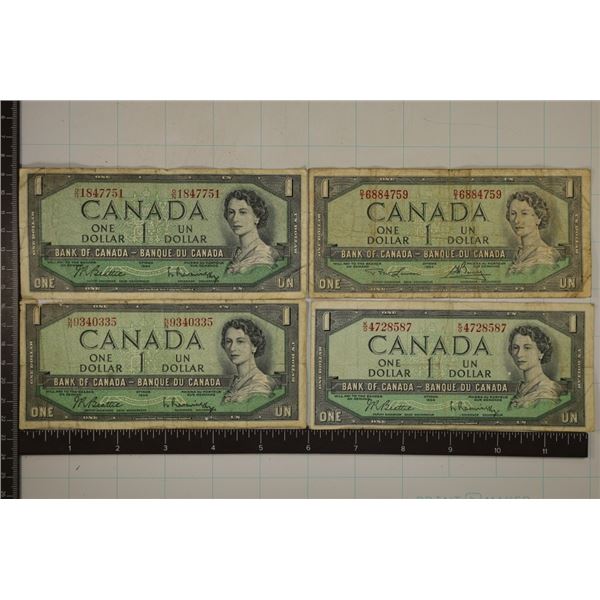 4-1954 CANADA $1 BILLS