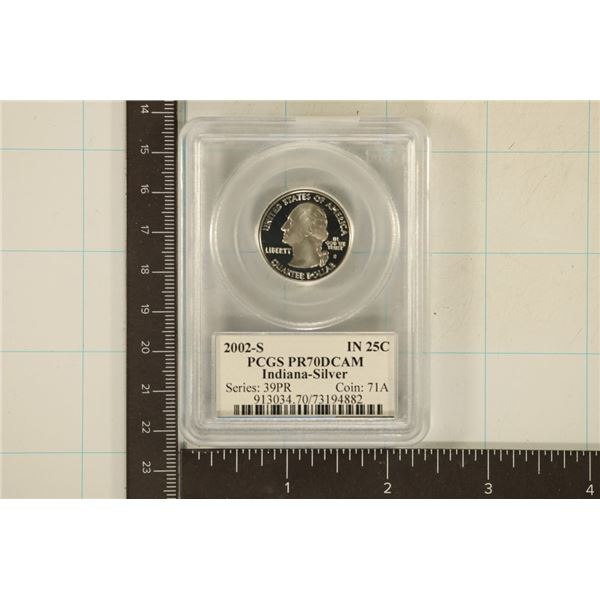 2002-S SILVER INDIANA QUARTER PCGS PR70 DCAM
