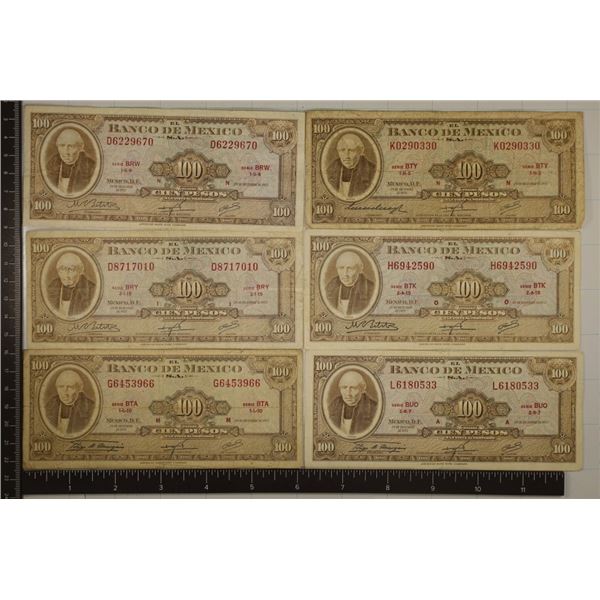 6-1972 MEXICO 100 PESO BILLS