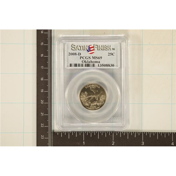 2008-D OKLAHOMA QUARTER PCGS MS69 SATIN FINISH