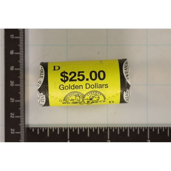 2008-D SOLID DATE $25 ROLL OF BU SACAGAWEA DOLLARS