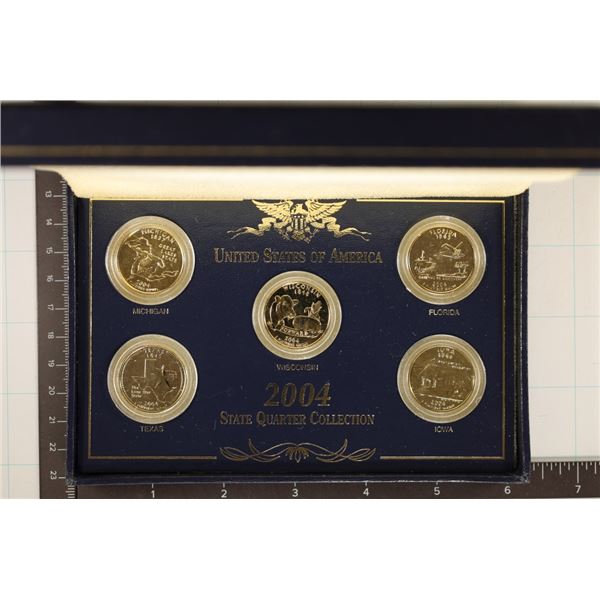 GOLD PLATED 2004 US STATE QUARTER UNC SET IN