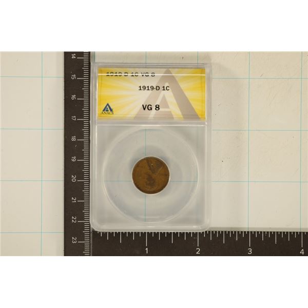 1919-D LINCOLN WHEAT CENT ANACS VERY GOOD 8