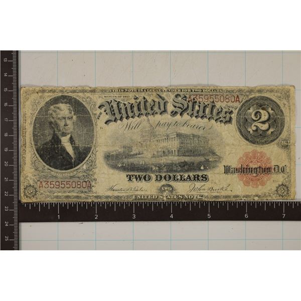 1917 US LARGE SIZE $2 RED SEAL NOTE