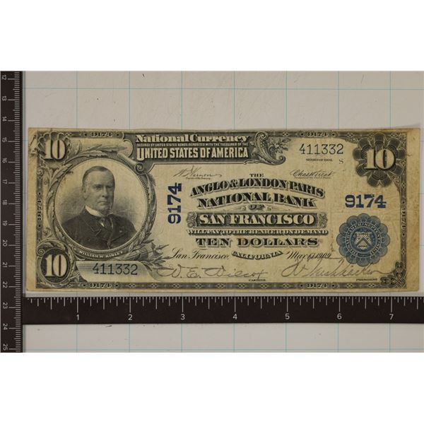 1902 US $10 NATIONAL CURRENCY ANGLO & LONDON