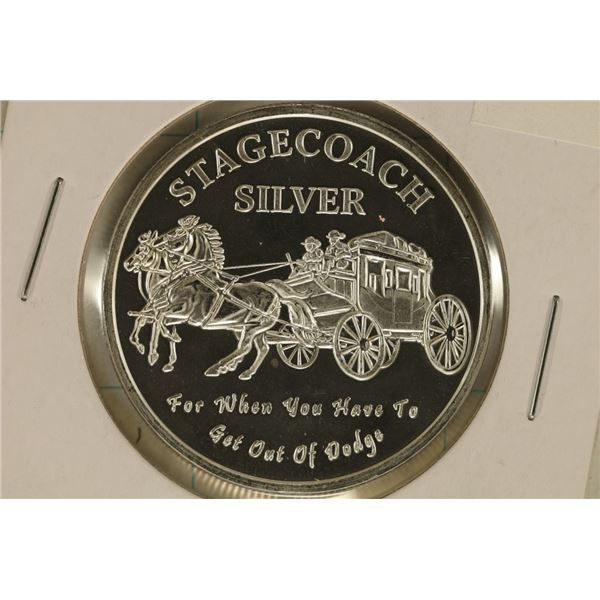 1 TROY OZ .999 FINE SILVER PROOF ROUND STAGECOACH